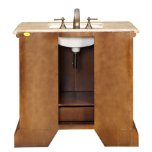 Load image into Gallery viewer, 38.75&quot; Cherry Transitional Vanity with Travertine Top - HYP-0907-T-UWC-38, back