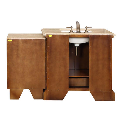 Silkroad Exclusive 58" Cherry Single Sink Vanity with Travertine Top - HYP-0907-T-UWC-58, back