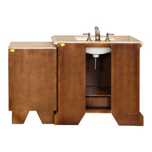 Load image into Gallery viewer, Silkroad Exclusive 58&quot; Cherry Single Sink Vanity with Travertine Top - HYP-0907-T-UWC-58, back