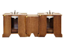 Load image into Gallery viewer, Silkroad Exclusive 95&quot; Cherry Travertine Top Double Sink Vanity - HYP-0907-T-UWC-95, back