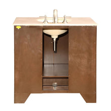 Load image into Gallery viewer, 36&quot; Modern Dark Walnut Single Sink Vanity with Crema Marfil Marble - HYP-0910-CM-UWC-36, back