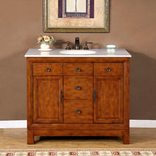 Load image into Gallery viewer, Silkroad Exclusive 42&quot; Transitional Cherry Single Sink Vanity with Crema Marfil Marble - HYP-0911-CM-UWC-42