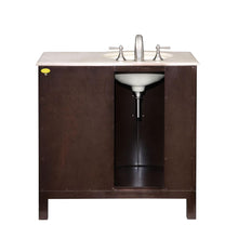 Load image into Gallery viewer, Silkroad Exclusive 36&quot; Crema Marfil Marble Top Single Sink Vanity - HYP-0912-CM-UWC-36, Left Sink, back