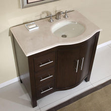 Load image into Gallery viewer, Silkroad Exclusive 36&quot; Crema Marfil Marble Top Single Sink Vanity - HYP-0912-CM-UWC-36, Right Sink