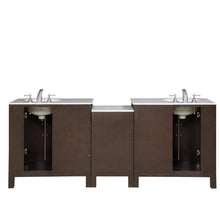 Load image into Gallery viewer, Silkroad Exclusive 89-inch Modern Dark Walnut Double Sink Vanity with Carrara White Marble Top - HYP-0912-WM-UWC-89, back