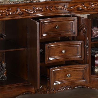 Silkroad Exclusive 72-inch English Chestnut Double Sink Vanity with Baltic Brown Granite Top - HYP-8034-BB-UIC-72