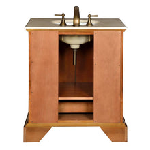 Load image into Gallery viewer, Silkroad Exclusive 32-inch Walnut Single Sink Vanity with Crema Marfil Marble Top - Compact Transitional Design - JB-0270-CM-UWC-32, back