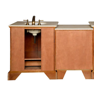 Silkroad Exclusive  55.5-inch Walnut Single Sink Vanity with Crema Marfil Marble Top - Transitional Luxury  - JB-0270-CM-UWC-56, back