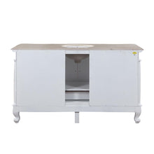 Load image into Gallery viewer, Silkroad Exclusive 60-inch Antique White Single Sink Vanity with Crema Marfil Marble Top - JB-0273-CM-UWC-60, back