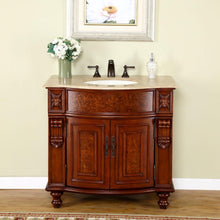 Load image into Gallery viewer, Silkroad Exclusive 36-inch Natural Cherry Single Sink Vanity with Travertine Top - Transitional Design