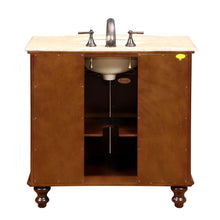 Load image into Gallery viewer, Silkroad Exclusive 36-inch Natural Cherry Single Sink Vanity with Travertine Top - Transitional Design, back