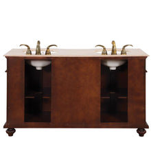 Load image into Gallery viewer, Silkroad Exclusive 60-inch Red Mahogany Double Sink Vanity with Travertine Top - Classic Dual Vanity - JYP-0193-T-UIC-60, back