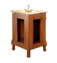 Load image into Gallery viewer, Silkroad Exclusive 32-inch Cherry Corner Single Sink Vanity with Travertine Top - Compact Elegance- LTP-0126B-T-UWC-32, back