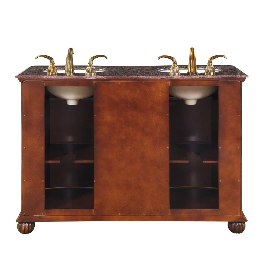 Silkroad Exclusive 52-inch English Chestnut Double Sink Vanity with Baltic Brown Granite Top - LTP-0180-BB-UIC-52