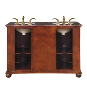 Silkroad Exclusive 52-inch English Chestnut Double Sink Vanity with Baltic Brown Granite Top - LTP-0180-BB-UIC-52