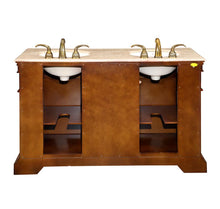Load image into Gallery viewer, Silkroad Exclusive 55-inch Cherry Double Sink Vanity with Travertine Top - Classic Design - LTP-0181-T-UIC-55, back
