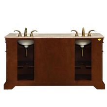 Load image into Gallery viewer, Silkroad Exclusive 67-inch Cherry Double Sink Vanity with Travertine Top - Traditional Elegance - LTP-0181-T-UIC-67, back