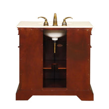 Load image into Gallery viewer, Silkroad Exclusive 36-inch Cherry Single Sink Vanity with Crema Marfil Marble Top - LTP-0182-CM-UIC-36, back