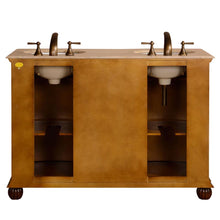 Load image into Gallery viewer, Silkroad Exclusive 52-inch Traditional Double Sink Vanity with Travertine Top - English Chestnut- LTR-0180-T-UWC-52, back