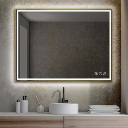 Blossom Stellar LED Mirror, 48"x36", frame Gold