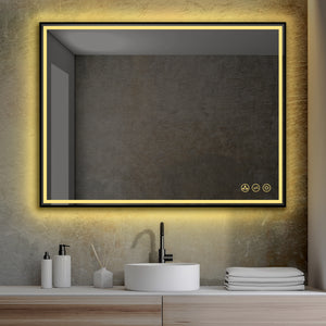 Blossom Stellar LED Mirror, 48"x36", frame Gold
