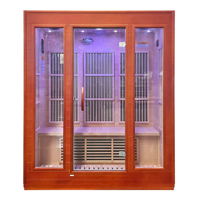 SteamSpa Infrared Indoor  Hemlock Wooden Sauna Room for 3 Person, front