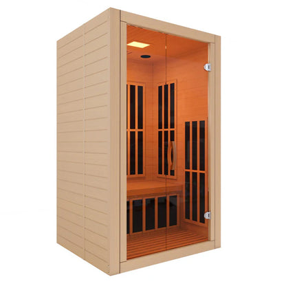 SteamSpa Home Sauna Room 1-2 Person Hemlock Wooden Indoor Sauna, left side