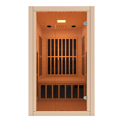 SteamSpa Home Sauna Room 1-2 Person Hemlock Wooden Indoor Sauna, front