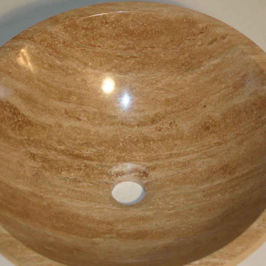 Travertine Stone Vessel Bathroom Sink Bowl - SRS-0029B-P