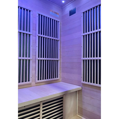 SteamSpa Infrared Indoor Hemlock Wooden Sauna Room for 3 Person, bench