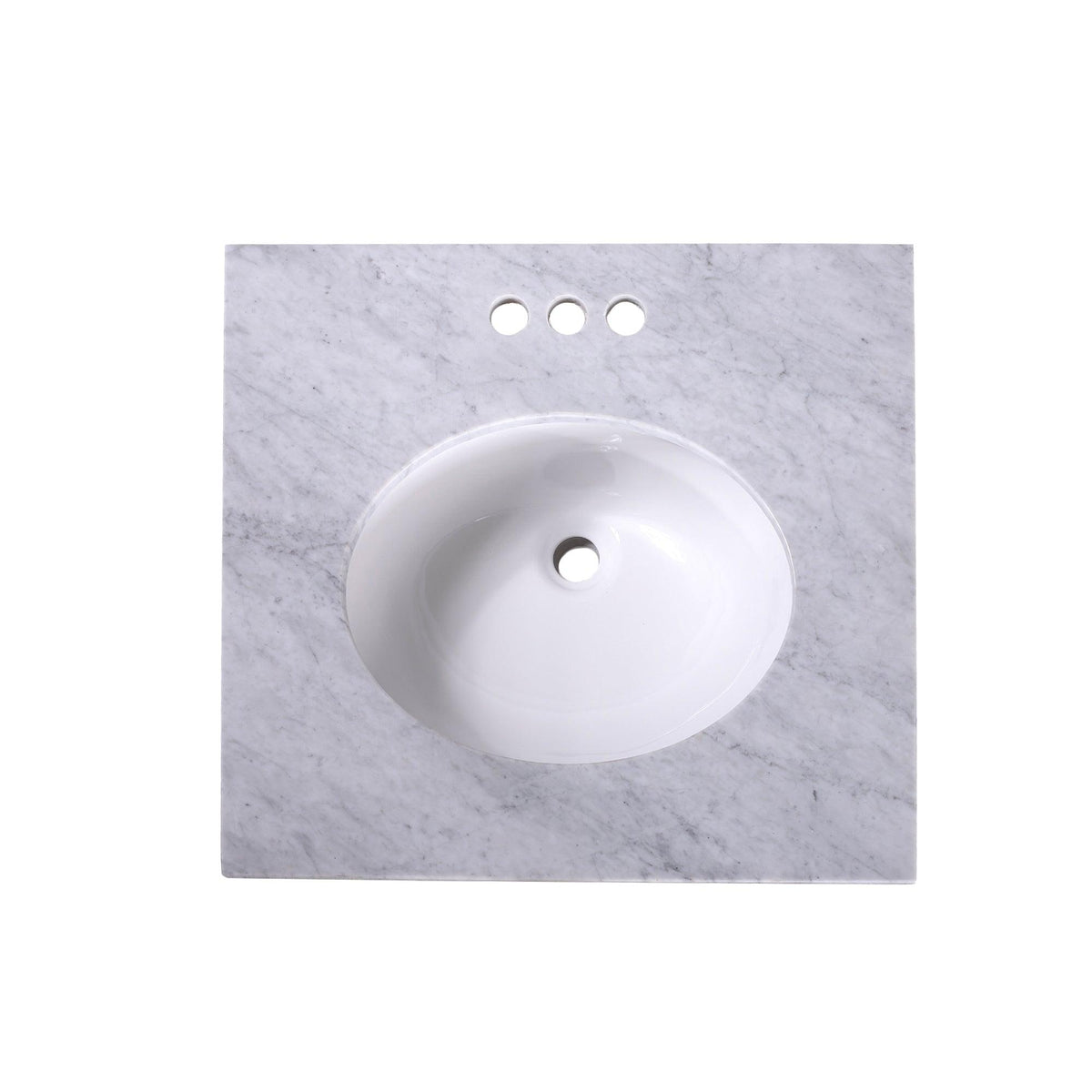 24" Carrara Marble Vanity Top with Oval Sink and Backsplash - T24C07