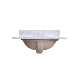 24" Carrara Marble Vanity Top with Oval Sink and Backsplash - T24C07
