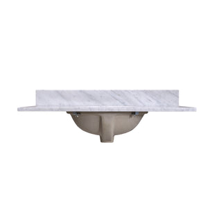 36" Carrara Marble Vanity Top with Oval Sink - 8" Faucet Spread - T36C03