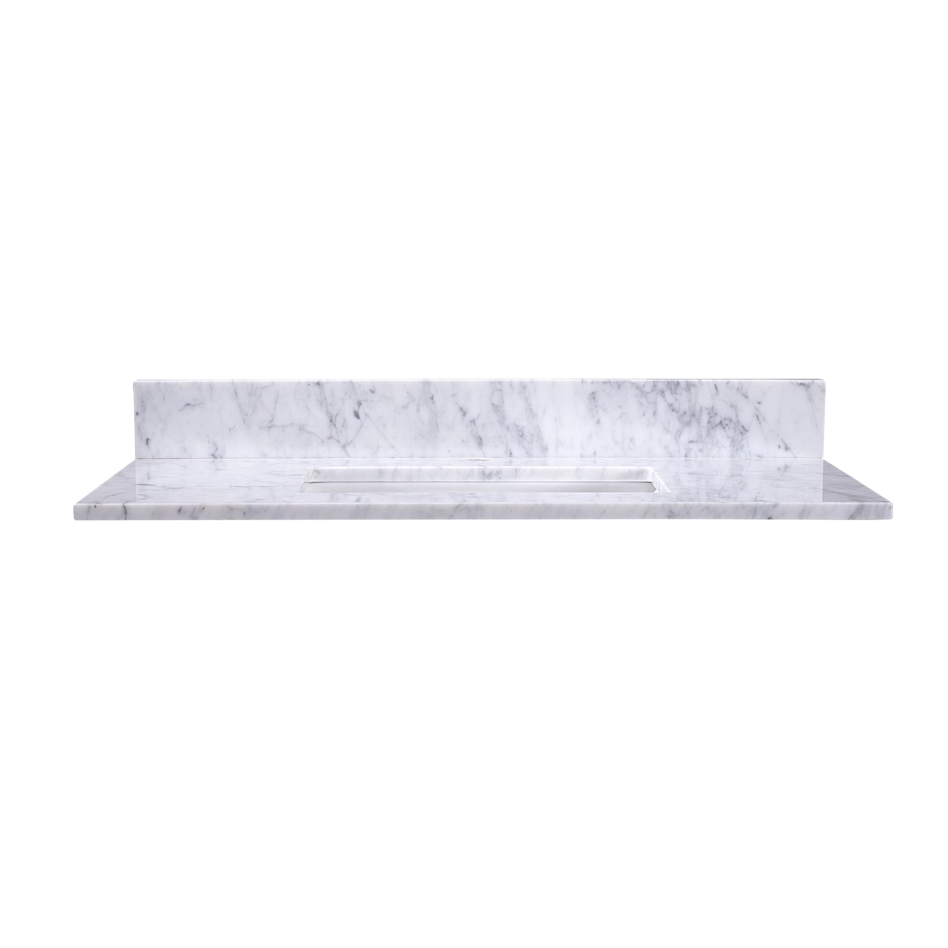 36" Carrara Marble Top with Rectangle Sink - Single Faucet Hole - T36C04