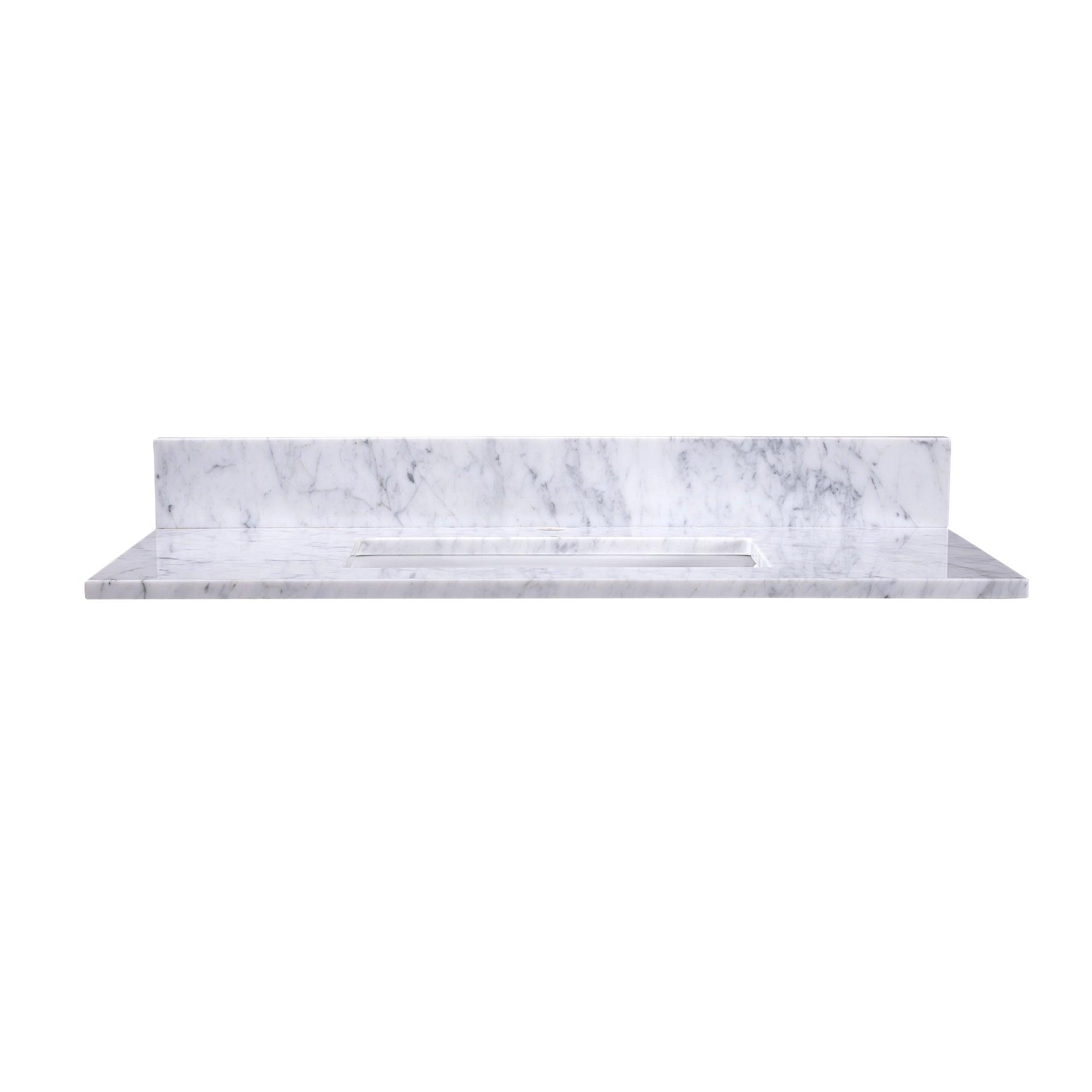36" Carrara Marble Top with Rectangle Sink - Single Faucet Hole - T36C04