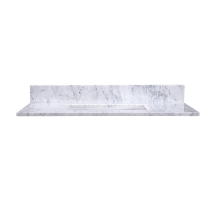 36" Carrara Marble Top with Rectangle Sink - Single Faucet Hole - T36C04