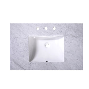  "36" Carrara Marble Vanity Top with Rectangular Sink - 8" Spread - T36C05