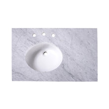 Load image into Gallery viewer, 36&quot; Left Oval Sink Carrara Marble Vanity Top - 8&quot; Faucet Spread - T36L03
