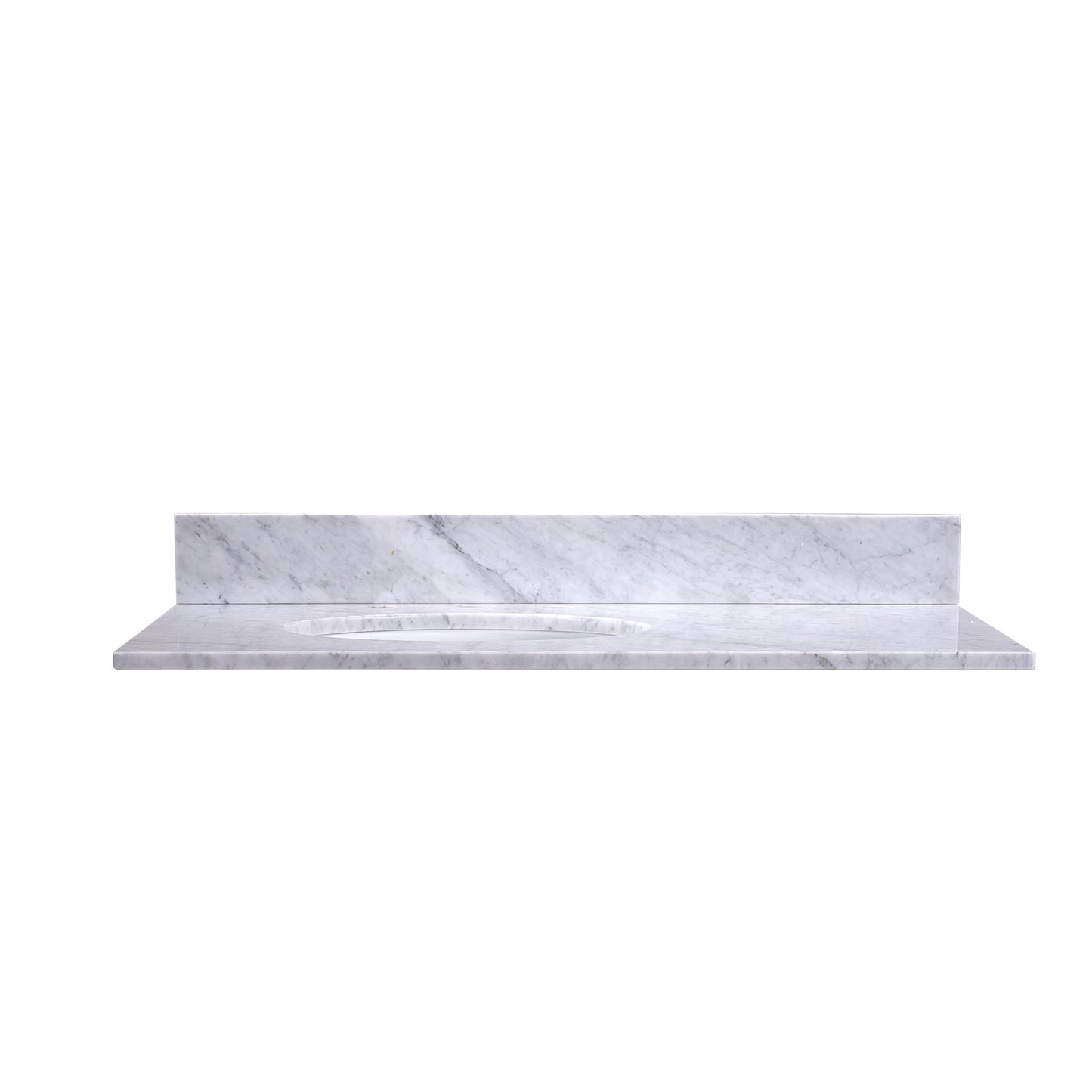 36" Left Oval Sink Carrara Marble Vanity Top - 8" Faucet Spread - T36L03