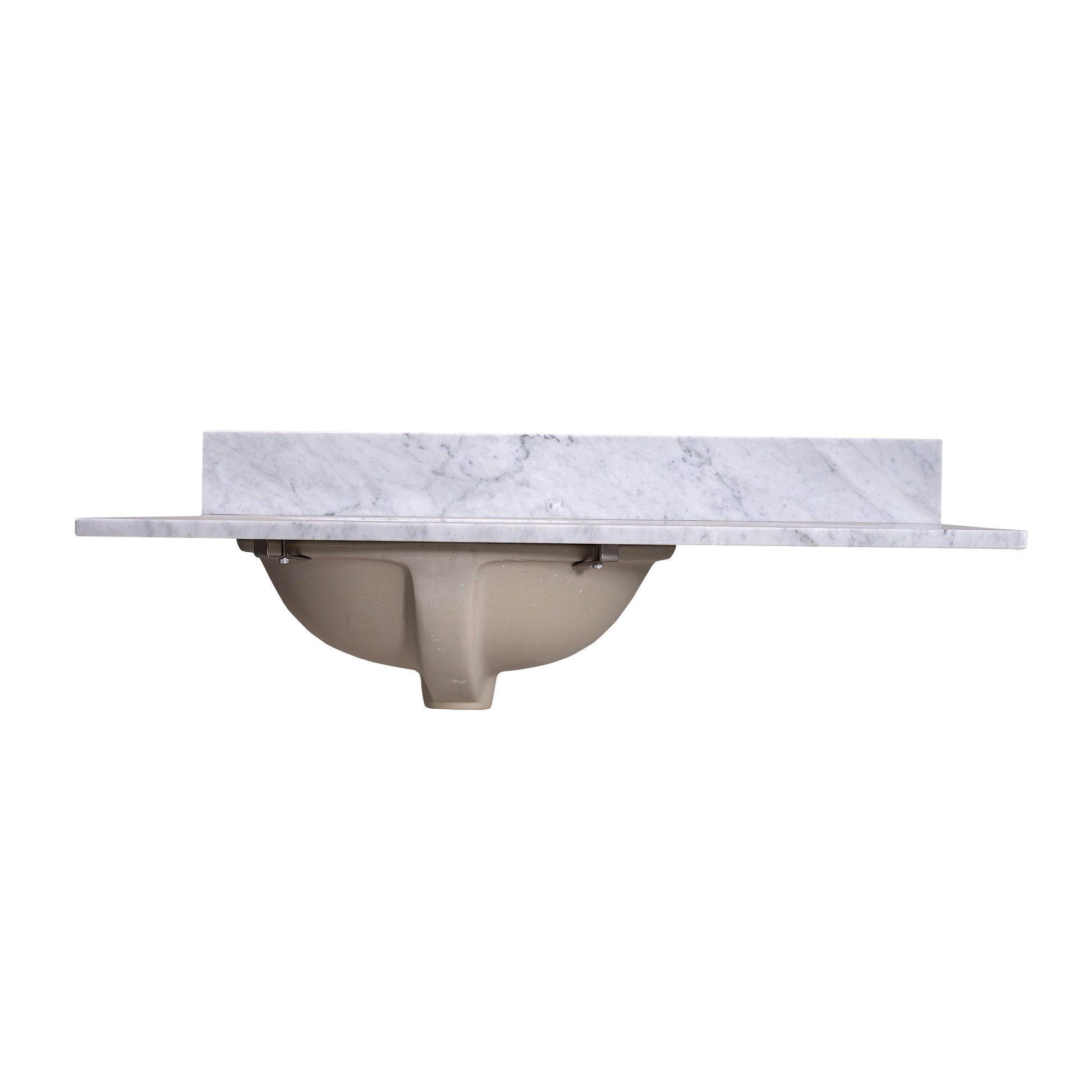 36" Left Oval Sink Carrara Marble Vanity Top - 8" Faucet Spread - T36L03