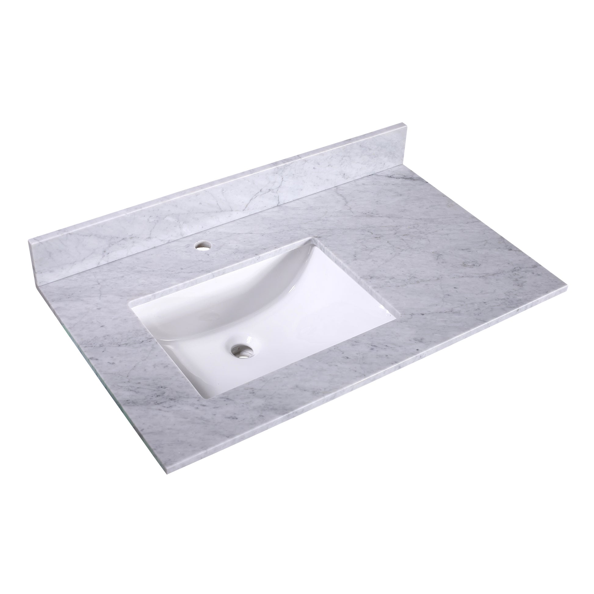 36" Marble Vanity Top Left Rectangular Sink - Single Faucet T36L04