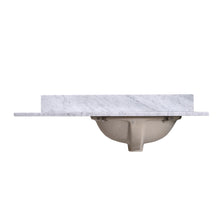 Load image into Gallery viewer, 36&quot; Right Oval Sink Carrara Marble Vanity Top - 8&quot; Faucet T36R03