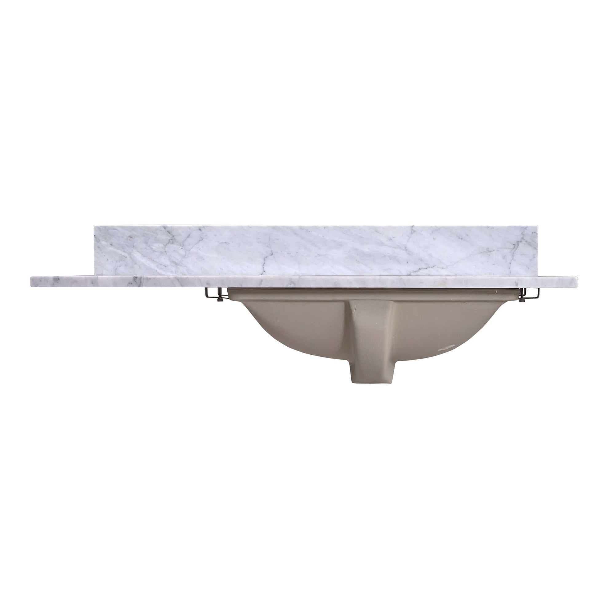 36" Carrara Marble Vanity Top - Single Rectangle Sink, Right T36R04