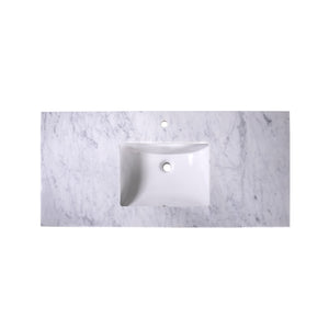 48" Single Hole Carrara Marble Vanity Top with Rectangle Sink  T48C04