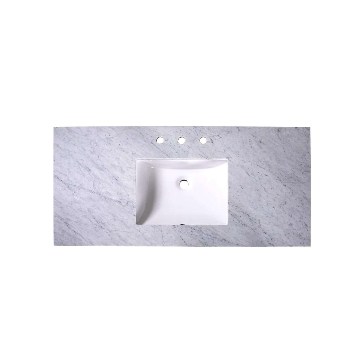 48" Carrara Marble Vanity Top with Rectangle Sink - 8" Spread T48C05