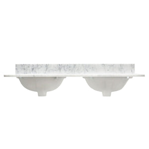 48" Double Sink Carrara Marble Vanity Top with Backsplash T48D03