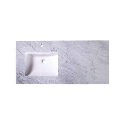 48-Inch Carrara Marble Vanity with Left Sink - Modern Undermount - T48L04