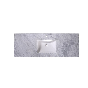 60" Rectangular Ceramic Sink on Carrara Marble Vanity Top - T60C04