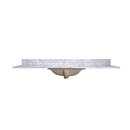 60" Rectangular Ceramic Sink on Carrara Marble Vanity Top - T60C04