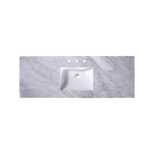 60" Single Center Rectangle Sink Marble Vanity Top - T60C05